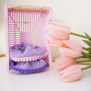 Chouchous gaze de coton - Lilas avec pompons