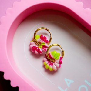 boucles d’oreilles acier inoxydable faites main Petite fleur punchy
