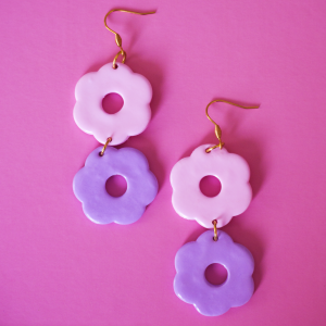 Boucles d’oreilles acier inoxydable faites main Maxi jolies fleurs