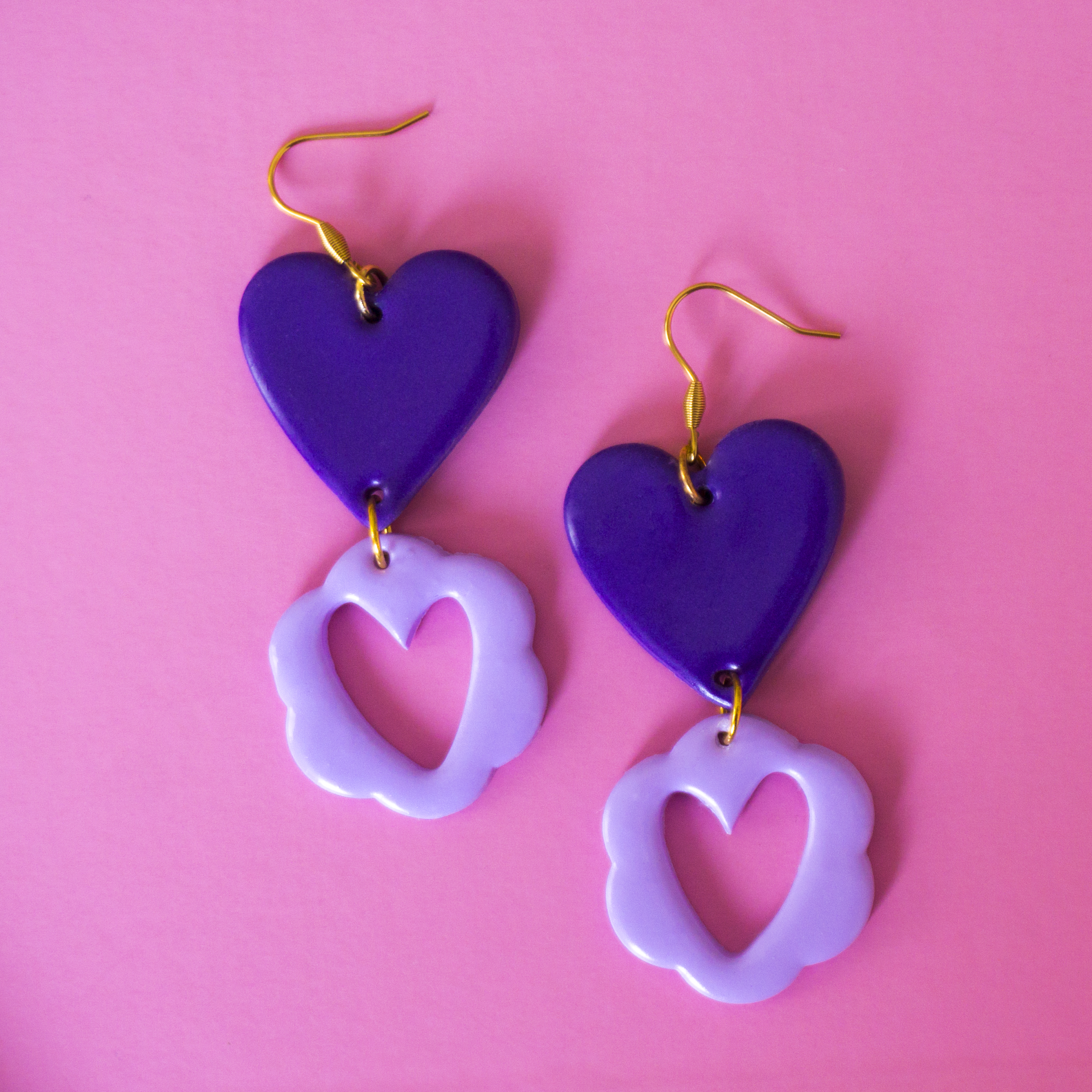 Boucles d’oreilles acier inoxydable faites main Petit biscuit d'amour
