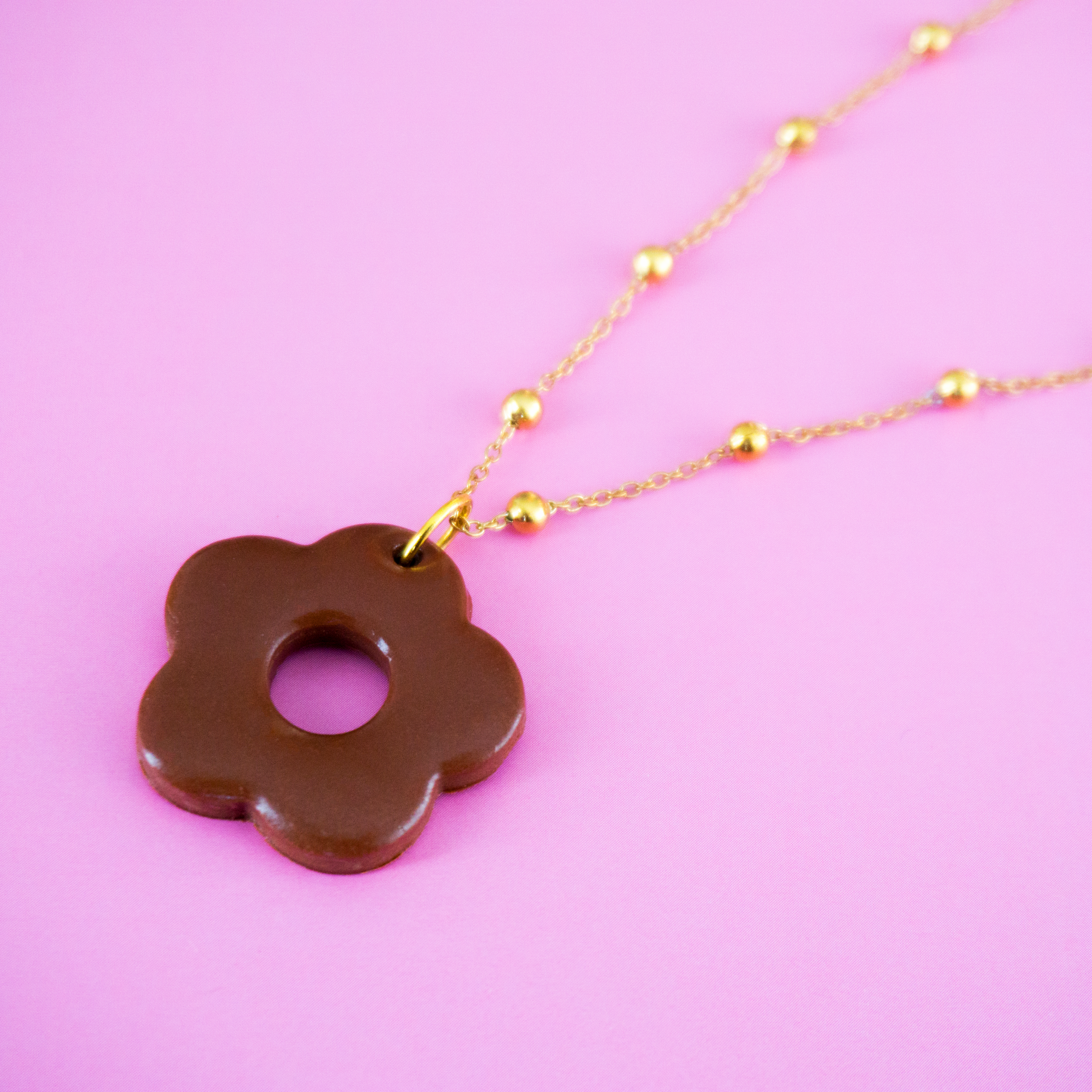 Collier acier inoxydable fait main Simplement fleur