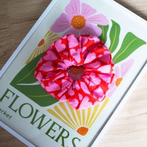 Chouchous tissu - rose et rouge motifs coeurs