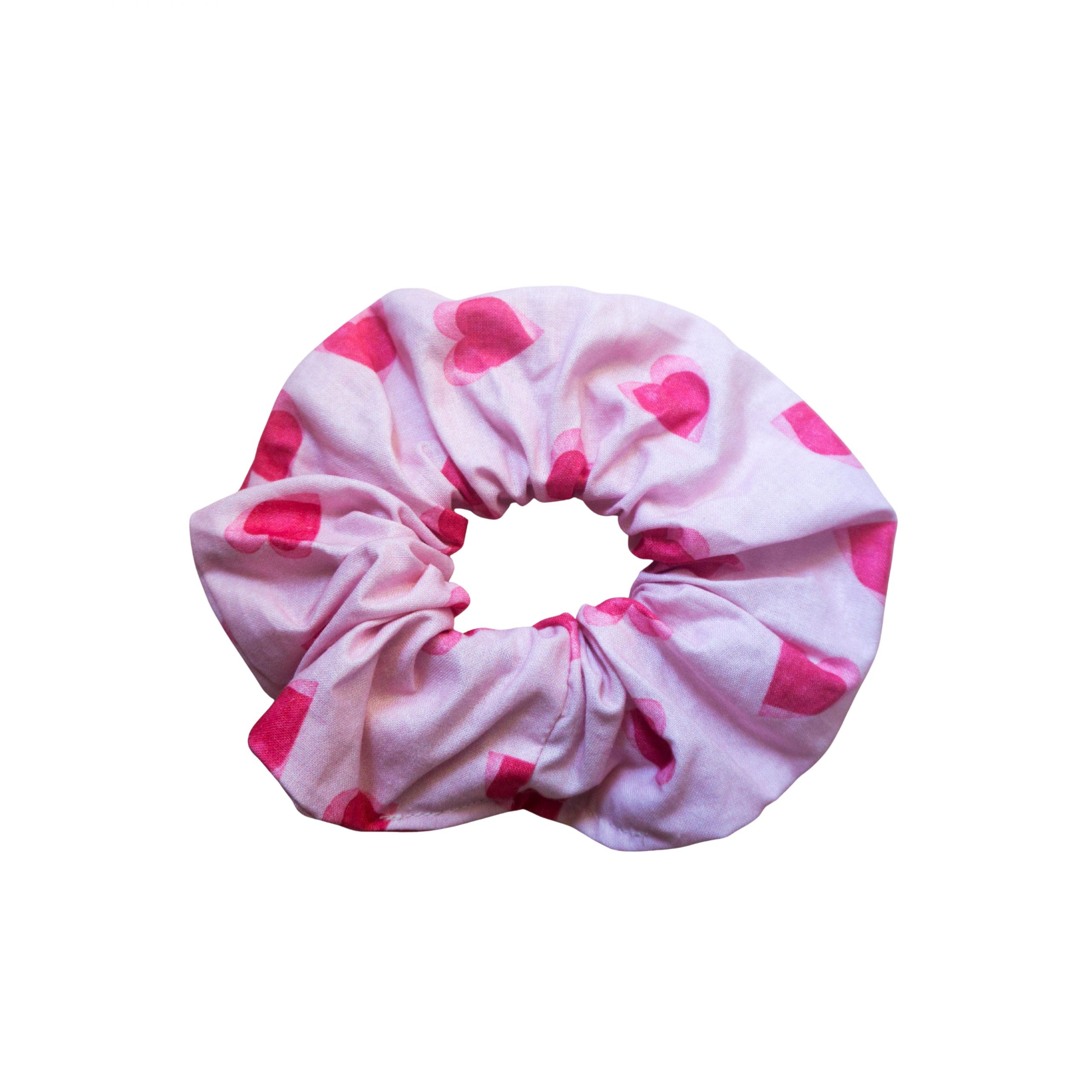 BIJOUX ET ACCESSOIRES FAITS MAIN (29) Chouchous tissu - vert et rose motifs fleurs