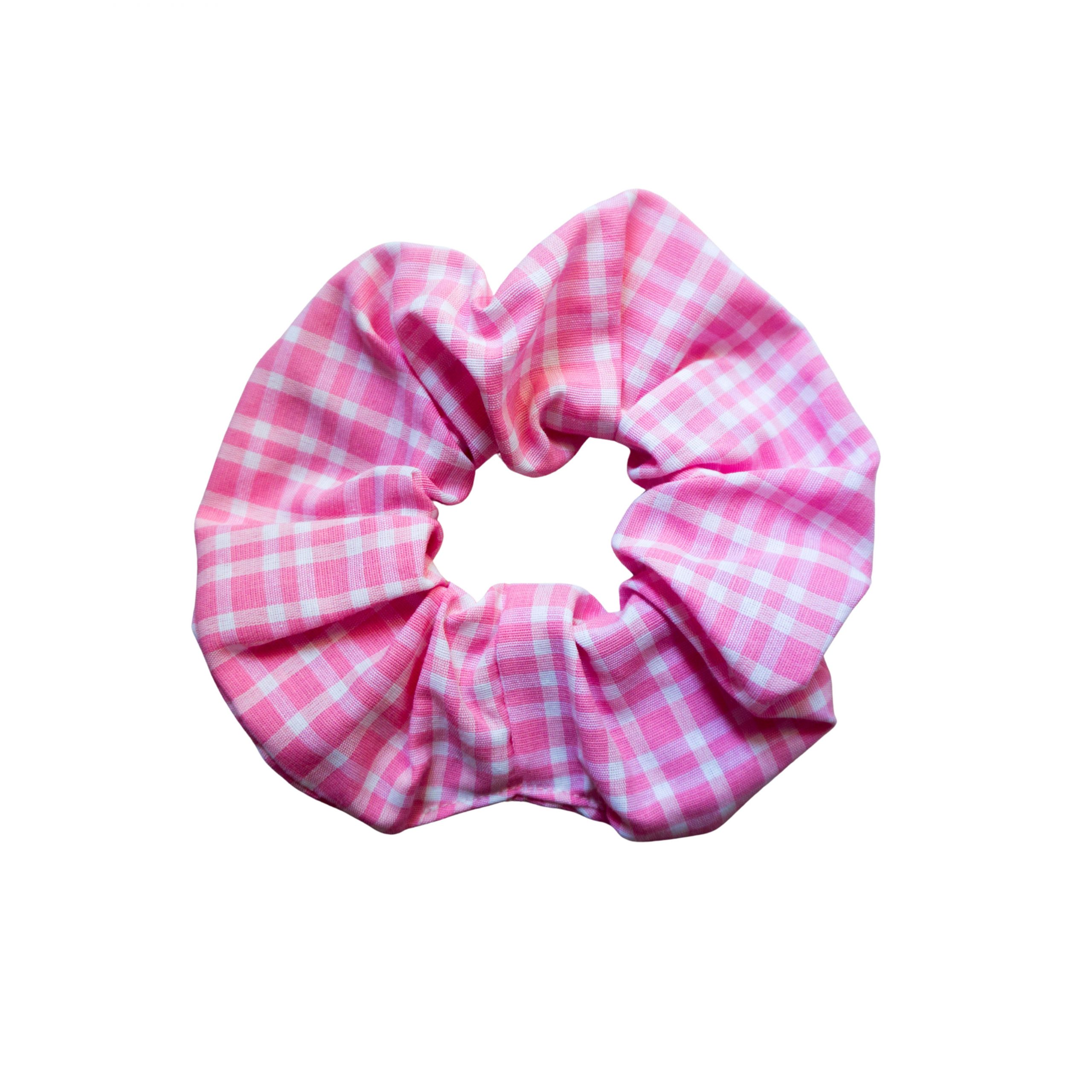 BIJOUX ET ACCESSOIRES FAITS MAIN (30) Chouchous tissu - rose, violet et orange motifs éclair et girl power