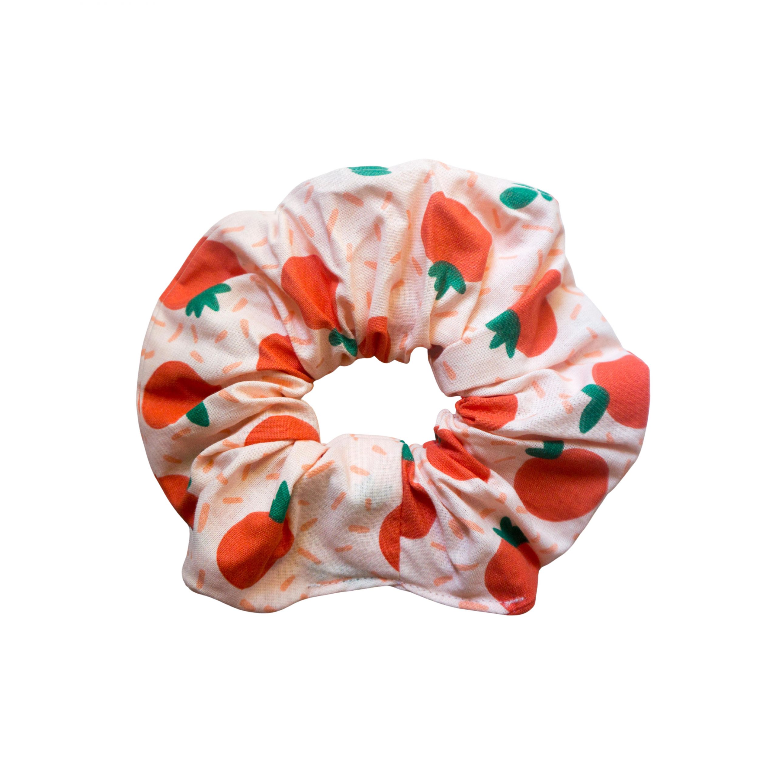 BIJOUX ET ACCESSOIRES FAITS MAIN (32) Chouchous tissu - vert et rose motifs fleurs