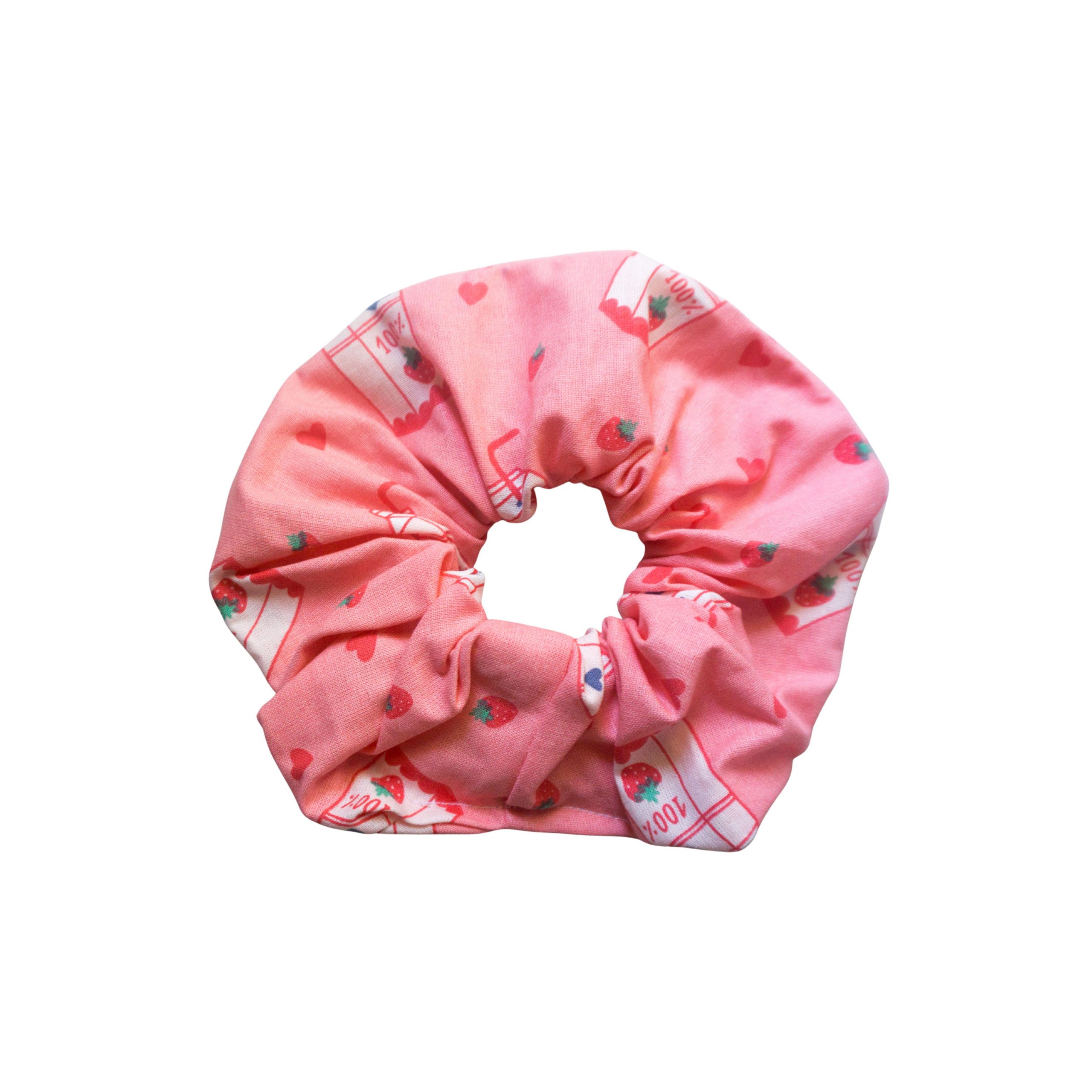 BIJOUX ET ACCESSOIRES FAITS MAIN (34) Chouchous tissu - rose et rouge motifs damier